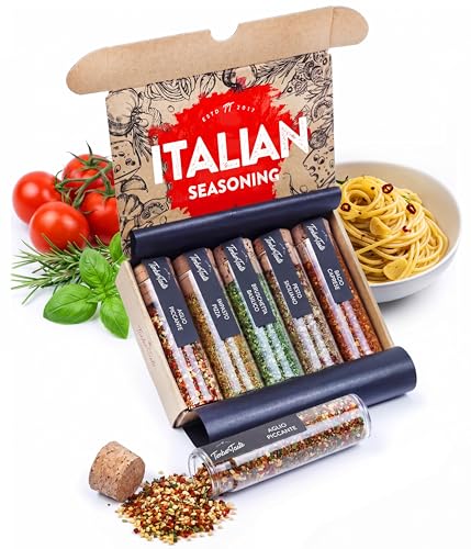 TIMBER TASTE® Italian Spice Sampler Set - 5 Mediterranean Herb Blends Impasto Pizza Caprese Pesto...