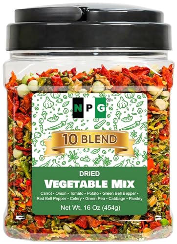 NPG Dried Vegetable Mix 16 oz (1 lb), 10-Blend Dehydrated Vegetables