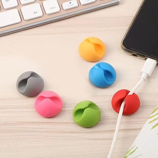10Pack Silicone Cable Clips,Cable Holder for Desk Cord Organizer Adhesive Cord Management Charger Wire Holder Clips for Desk,Home,Office,Car,Cubicle,Nightstand (Mix)