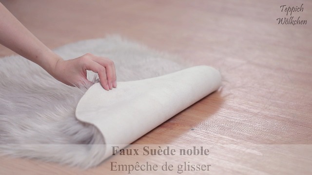 Teppich Wölkchen mat van kunstbont, imitatie lam- en schapenvacht, pluizig, voor slaapkamer, woonkamer, crèche, kleed voor stoeldecoratie, grijs, 55 x 80 cm