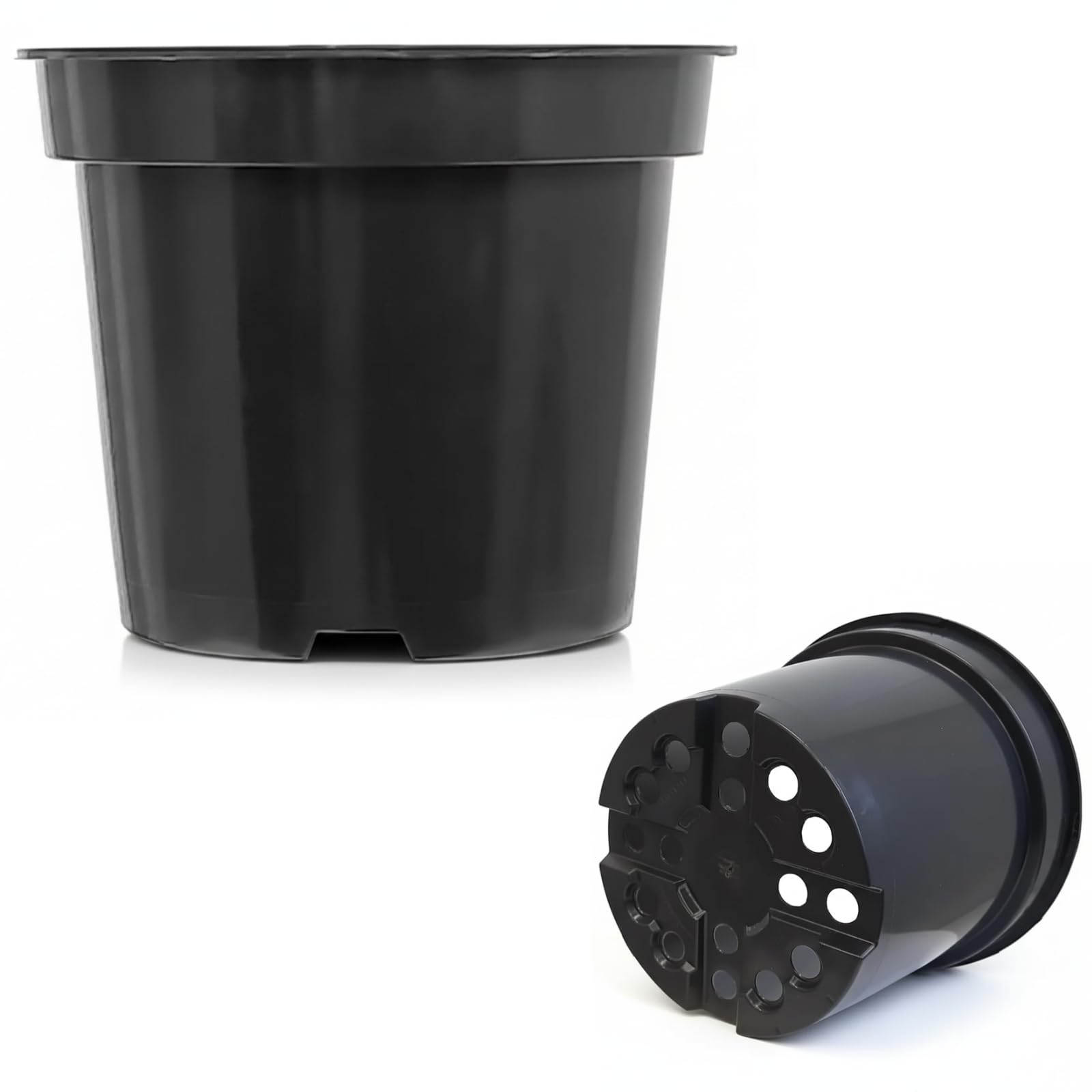 FUTURE GARDENING Black Plastic Plant Pots 0.5L 1L 2L 5L 7.5L 10L 12L 15L – Flower, Nursery & Growing Containers, Reinforced Rim, Extra Drainage – Multi Pack 1–200 (7.5L, Pack of 9)