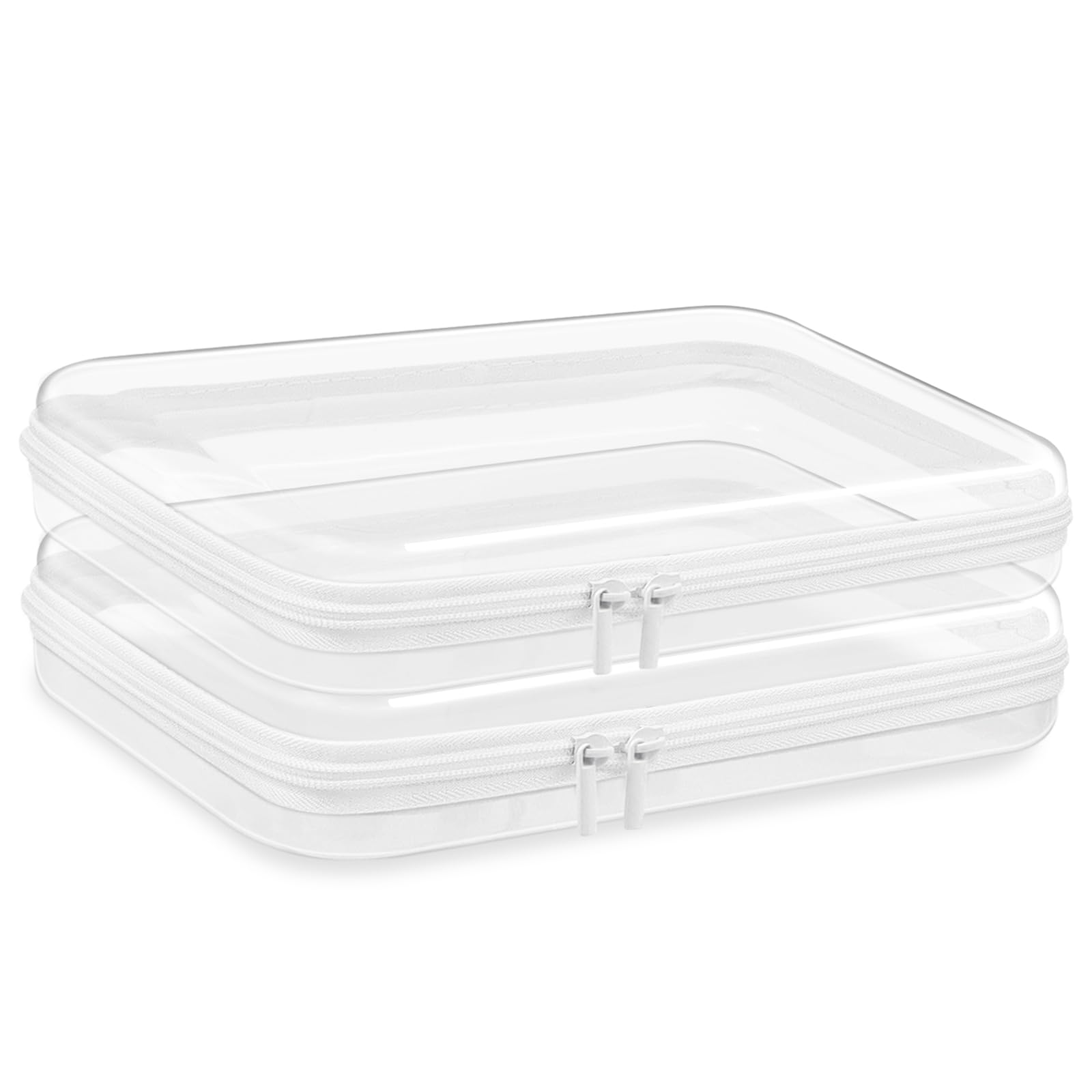 Przezroczysta podróżna kosmetyczka przezroczysta twarda obudowa z zamkiem błyskawicznym, Jasne, 2 Pack 25*20*5cm