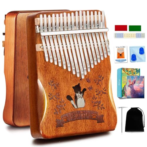 Everjoys Kalimba Thumb Piano 17 Keys w/Free Online Lesson for Adult
