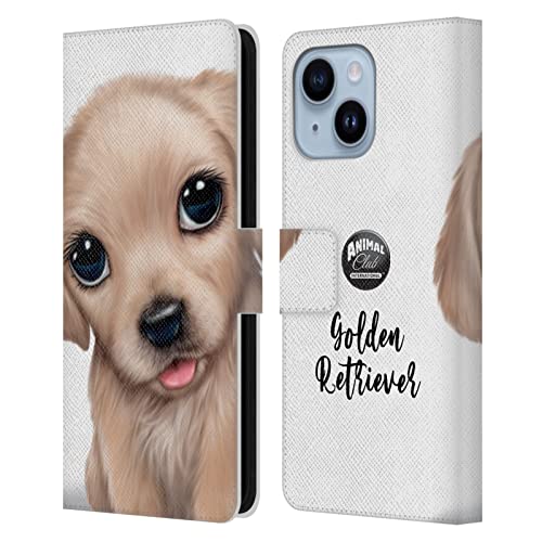 Étui iPhone 14 Plus Golden Retriever portefeuille cuir Animal Club International