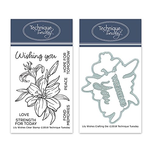 Lily Wishes Clear Stamps with Matching Metal Dies | Flowers Rubber Stamps | Clear Rubber Stamps | Photopolymer Stamps | Die Cuts | Craft Dies | Card Making Supplies