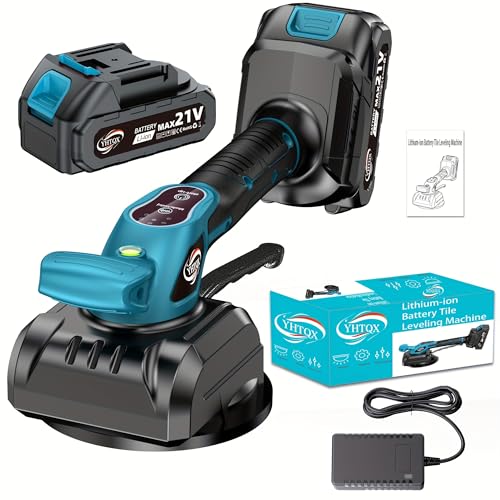 Cordless Tile Vibrator Flat Machine, Equipped with Battery And Fast Charger, Suitable for Professional And Floor Tile Laying, Professional Tile Tools (Machine+1 battery+accessories)