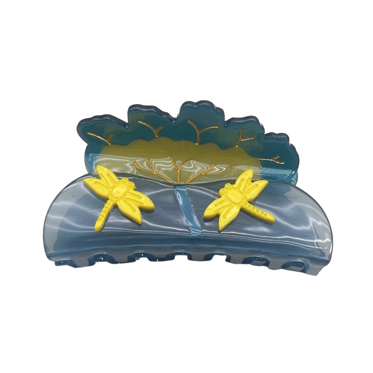 Dragonfly and Lotus Leaf Hair Clip,Acetate Hair Claw,Small Hair Clips for Women