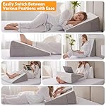 Ruqmuis Wedge Pillow for Acid Reflux, Bed Wedge Pillow for Headboard 10", Pillow Wedge for Back Pain Relief, Post Surgery, Elevated Pillows for Sleeping, Snoring, Triangle Pillow with Cover, White - Image 3