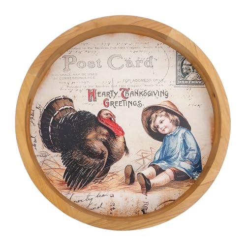 Fall Decorative Tray for Home DecorAutumn Coffee Table Tray Decor for Living RoomWooden Tray with Handles for DecorTurkey Thanksgiving Decorations for Home Indoor