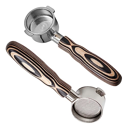 Image of IKAPE 51MM Espresso Bottomless Portafilter, 2 Ears Coffee Bottomless Portafilter with Filter Basket Made in Natural Wood, Compatible with Delonghi ECP3420, EC155, BCO430, EC260 Coffee Machine