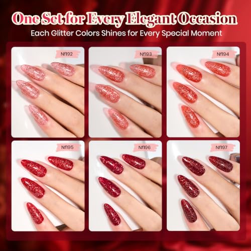 Image of Beetles Red Gel Nail Polish Set, Fall Reflective Glitter Gel Polish