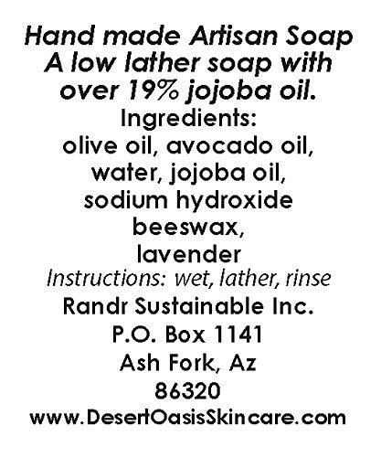 Lavender Jojoba Oil Soap. With Over 15% Jojoba Oil. Also 100% Natural With Avocado Oil And Olive Oil. Naturally Moisturizing And Low Suds. Lavender Scent Skincare (4 Oz/113 Gm Bar) #TOP2