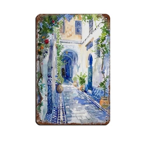 UTGN Cartel de metal vintage de Marrakech, con diseño de Marrakech, para decoración de pared, bar, bar, decoración de pared, póster retro de 8 x 12 pulgadas (20 x 30 cm)