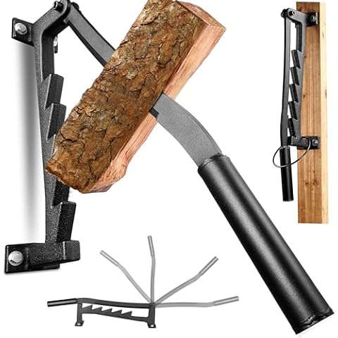 Gioventù Wall Mounted Kindling Splitter, Manual Wood Splitter Made with Heavy-Duty Steel, All-Weather Black Coating, Portable Log Splitters for Firewood, Indoor and Outdoor Use Cover
