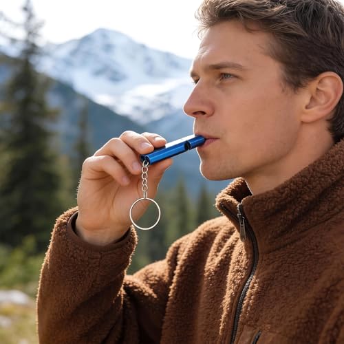 6 Pcs Emergency Whistle Loud Whistle with Key Chain Portable Outdoors Double Tubes Aluminum Whistles for Adults Hiking Camping Sports Fishing Hunting Boating Accessories – Bild 7