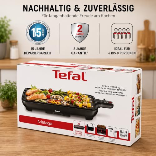 Tefal Malaga Plancha, Elektrischer Tischgrill, 2000 W, extra große Grillfläche, stufenlos regelbarer Thermostat, Antihaftbeschichtung… – Ansicht 2