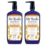 Dr Teal's Body Wash with Pure Epsom Salt, Glow & Radiance with Vitamin C & Citrus Essential Oils, 24oz (Pack of 2)