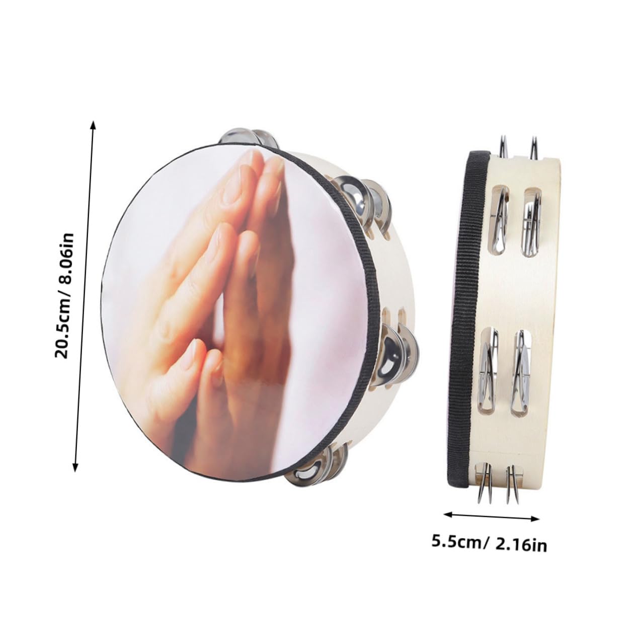 OFFSCH Hand Tambourine Drum for Double Row Jingles Easy to Use Percussion Instrument for Beginners for Dance Music Events and Playtime Activities