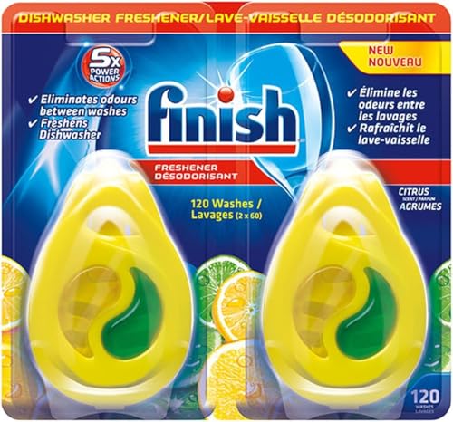 Finish Ambientador para lavavajillas con 5 x acción de potencia, 120 lavados, aroma cítrico – 0.17 oz / 50 ml x 2 unidades