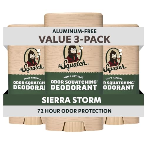 Dr. Squatch Natural Men’s Deodorant, Aluminum Free Deodorant Men (3-Pack)