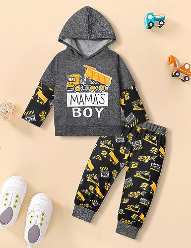 Image of MIGU Toddler Boy Clothes Dinosaur Clothes For Boys Hoodie Sweatsuit + Dinosaur Pants 2PCS Boys Outfits Set