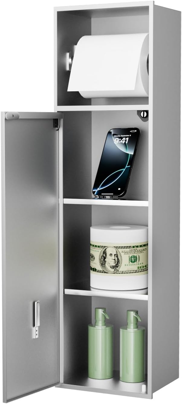 Black Recessed Toilet Paper Holder, 6" Built-in Toilet Paper Holders, Stainless Steel Tissue Roll Holder in Wall Toilets Paper Dispenser Insert (Matte Black)