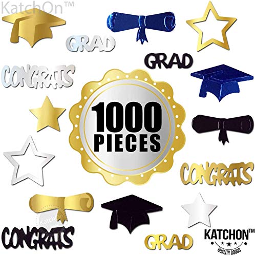 Image of KatchOn, Black and Gold Grad Confetti 2026 - Pack of 1000 | Congrats Grad Confetti for Graduation Decoration | Black and Gold Grad Table Decorations 2026 | Graduation Decorations 2026