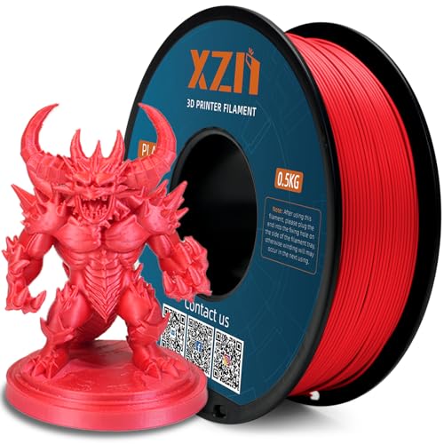 XZN PLA Filament 1.75mm Red, 0.5kg (1.1 LBS) Spool, +/-0.02mm Precision, No Clog/Bubble, Excellent Layer Adhesion, Fits Most FDM 3D Printers, Red