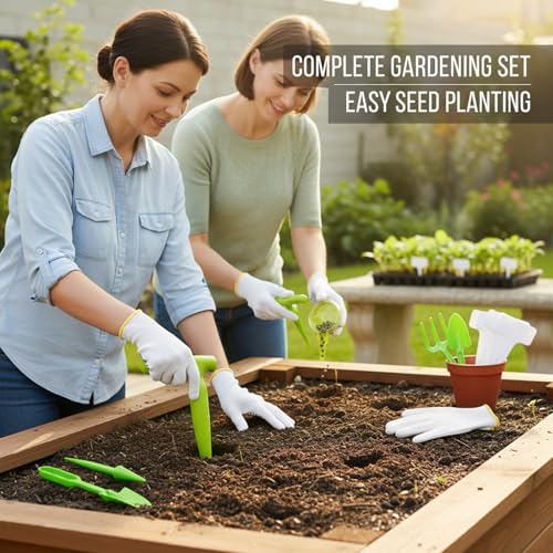 Kit de jardinería 17 piezas con plantador de semillas miniatura 4