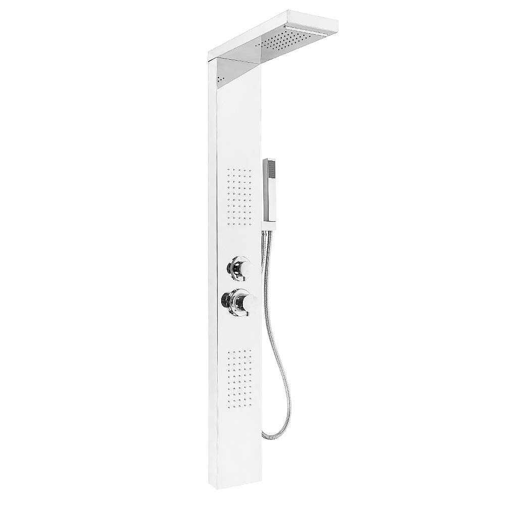 Pannello Colonna Doccia,Doccia a Pioggia in Acciaio Inox, Pannello Doccia con Doccetta 15 * 47 * 130 cm (Argento specchio)