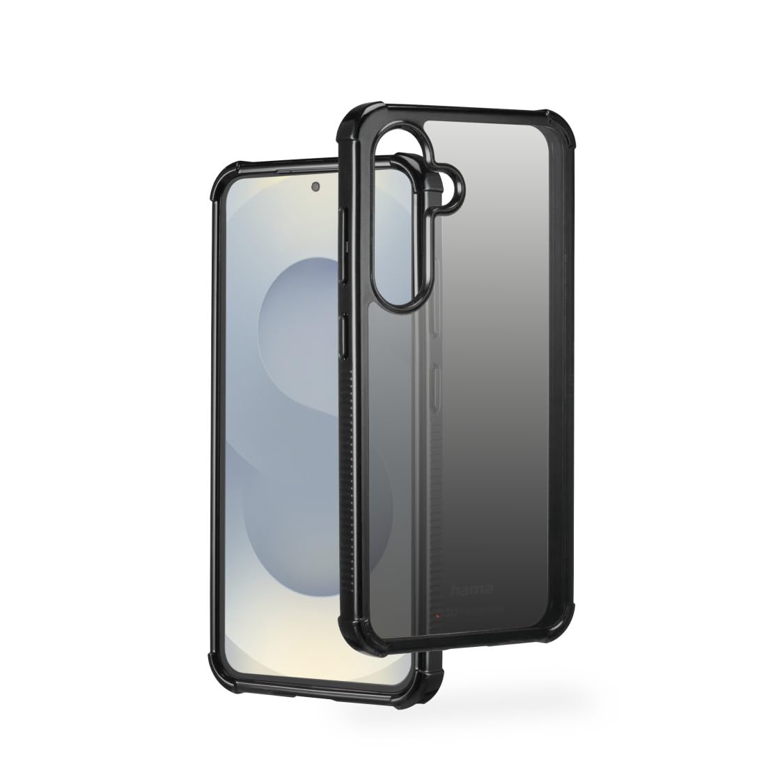 Hama Extreme Protect Mobile Phone Case for Samsung Galaxy S25+ (Bumper D3O Licensed, Shockproof, Drop-Proof and Shatterproof, Case for Inductive Charging, Gradient) Black
