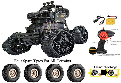 Image of Magicwand 1:16 Scale R /C Rechargeable 4 Wheel Drive Rock Monster with 4 Extra Wheels for All-Terrain Types【Black or Gold】【Pack of 1】