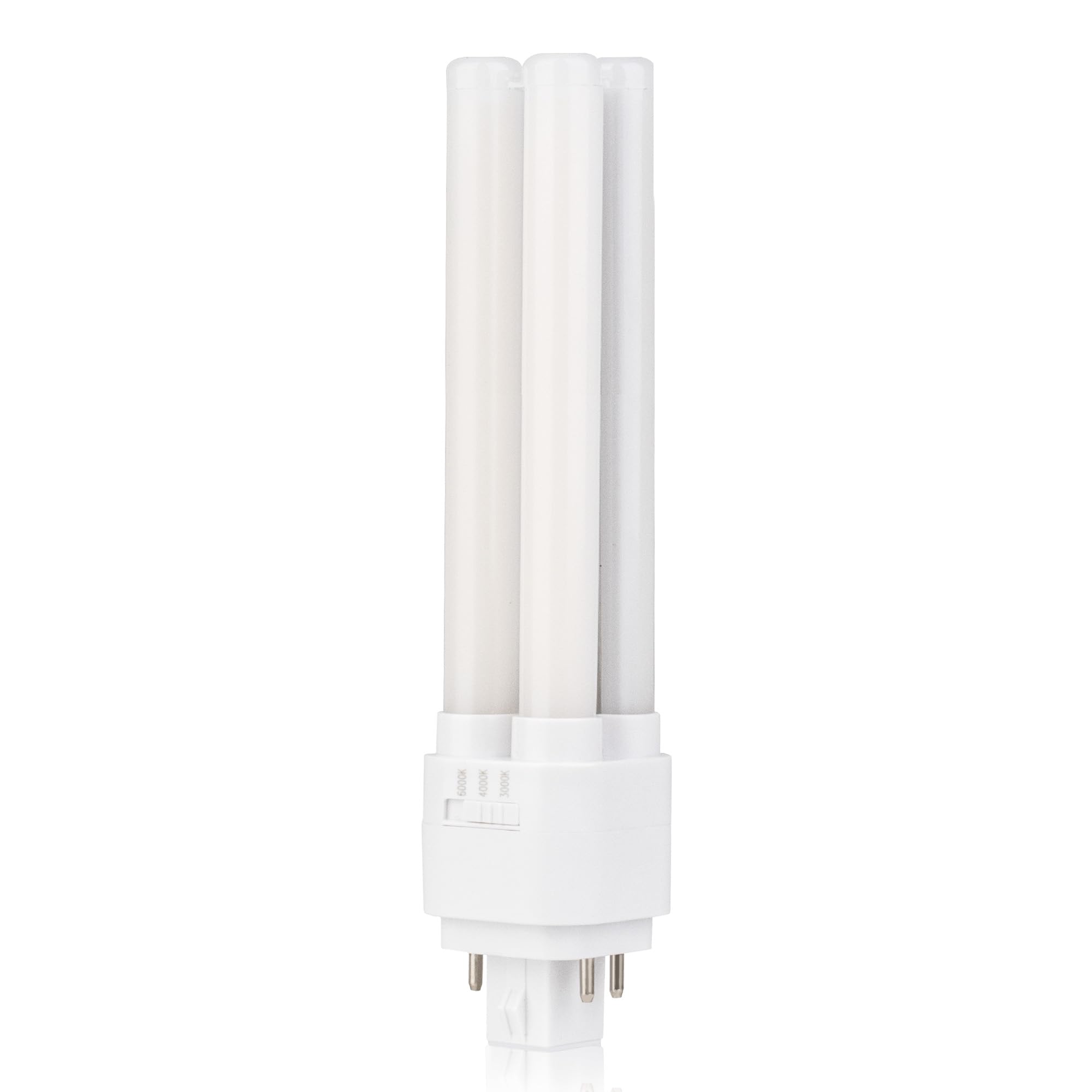 Bright Source LED PL-T Retrofit Compact Bulb, CFL Replacement, G24 4-pin Socket Base, 15W, 1800lm, IP44, 3CCT Adjustable Light Colour 3000K 4000K 6000K, for Direct Mains Installation Only