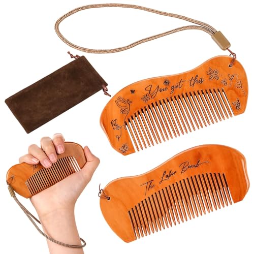 Image of Erprobeen Birthing Comb for Labor Pain, Pear Wood Hair Comb, First Time Mom Must Haves, Natural Acupressure Labor Pain Relief, Gift for Pregnant Women