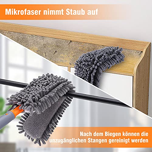 BABAN Staubmedel Telescoop, wasbaar, microvezel, stofwisser, stofbezem met buigbare extra lang, 40-180 cm telescoopstang… - Image 6