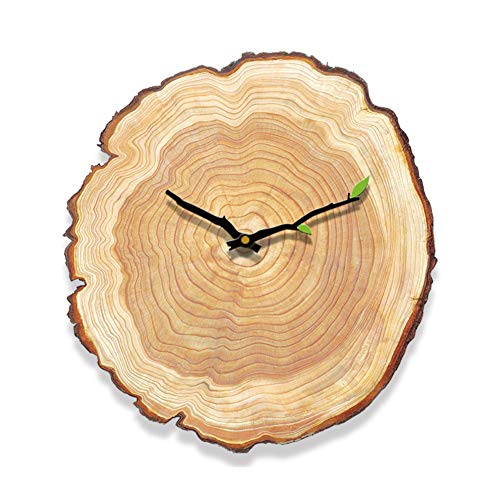 Madera Silencioso Reloj De Pared Sin Tic TAC Grano Anual De Madera De Anillo Moderno Decoración Reloj De Pared Radiocontrolado Batería Hogar Oficina-a