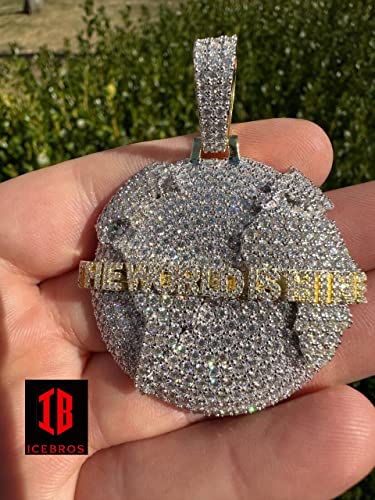 Moissanite 925 Silver Gold Iced World Is Mine Globe Map Pendant Necklace (White Gold) #TOP4