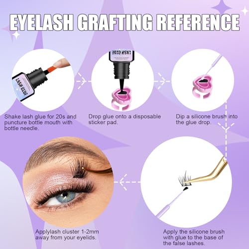 Yieldcropper Sensitive Lash Extension Glue Kit-Strong Hold Cluster Lash Glue | 3-4 Weeks Long Lasting | Waterproof & No Irritation | 2-3 Sec Drying Time | Black Eyelash Glue For Beginner Diy Or Professional thumb #4