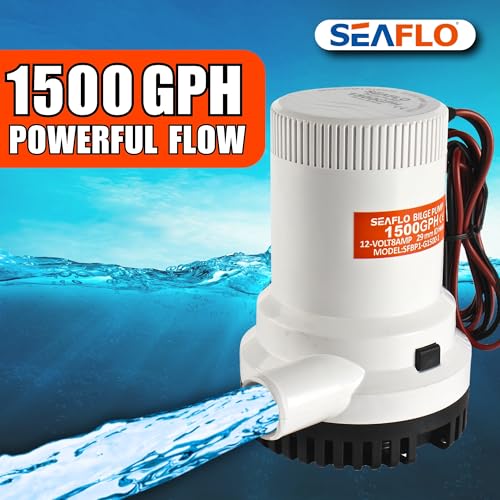Image of SEAFLO 01 Series 1500 GPH Bilge Pump - 12V, 1-1 /8 inch Outlet, Marine Submersible Pump with Anti-Airlock Protection, CE & Rohs Certified, 4-Year Warranty | Reliable for Boats and Marine Applications