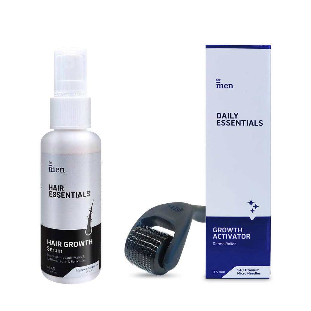 ForMen Hair Growth Serum with Growth Activator For Men | Reduce Hair Fall, Nourish Scalp, Activates Hair Follicles | 540 (0.5 mm) Titanium Micro-needles - 2 Items in Kit