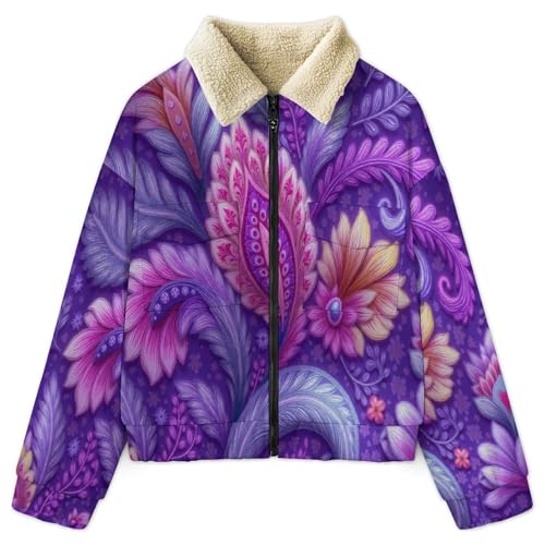 Blouson polaire sherpa femme long pour hiver chaud style rétro