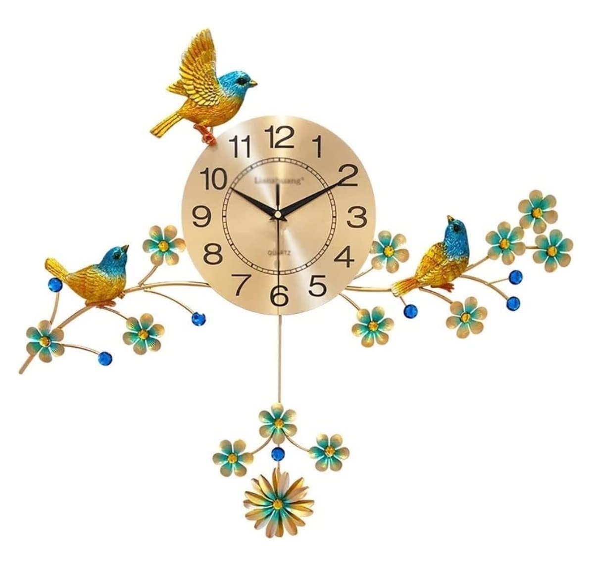 MYUYEE Farmhouse Vintage Clock Magpie Silent Non Ticking Round Quartz Battery Operated for Living Room Bedroom Home Kitchen for Bedroom Office,A-63 * 54cm