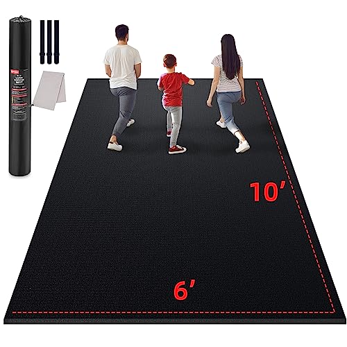 Large Exercise Mat for Home Workout,12‘x6’/10'x6'/9'x6'/8'x6'/7'x5'/6'x4' (7mm) Extra Thick Workout Mat, High-Density Gym Mat for Cardio, Jump Rope, MMA, Weights (Shoe-Friendly)