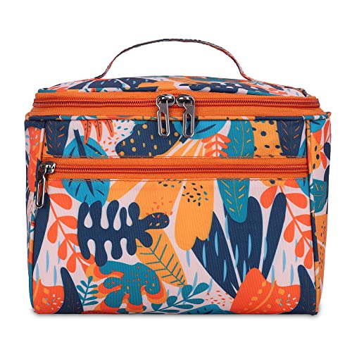 Axclip Nylon Waterproof Extra Large Makeup Kit Organizer Pouch, Makeup Bag, Portable Travel Cosmetic Storage Bag, Cosmetic and Jewellery Organizer Box (Orange)