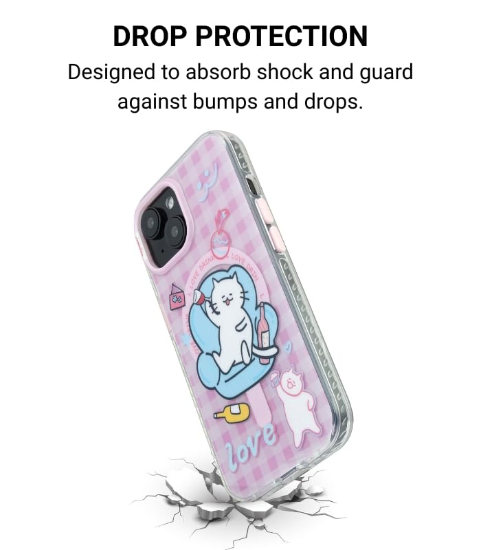 Image of Couch Queen Series Case for iPhone 15 Compatible with Wireless Charging | Fun Lazy Cat Cartoon Design with Glossy Finish | Slim Shockproof Protective Back Cover | Couch Queen Edition
