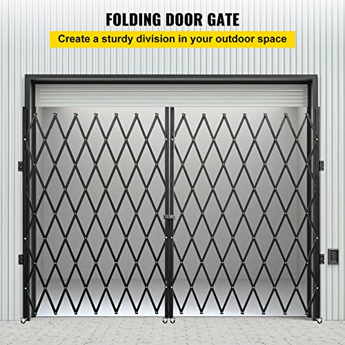 VEVOR Double Folding Security Gate, 87" H x 150" W Folding Door Gate, Steel Accordion Security Gate, Flexible Expanding Security Gate, 360° Rolling Barricade Gate, Scissor Gate or Door with Keys
