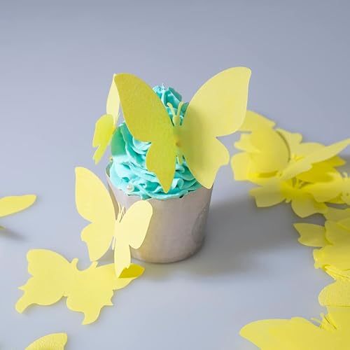 Miniatura 8 de 50 piezas de papel comestible Butterfies blanco para cupcakes, papel de arroz, mariposas comestibles, feliz cumpleaños, baby shower, decoración de