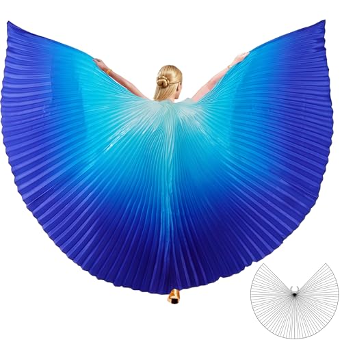 MUNAFIE Butterfly Isis Wings Belly Dance Costume Worship Angel Fairy Wings for Carnival Stage Halloween Party Celebration Performance White-Blue