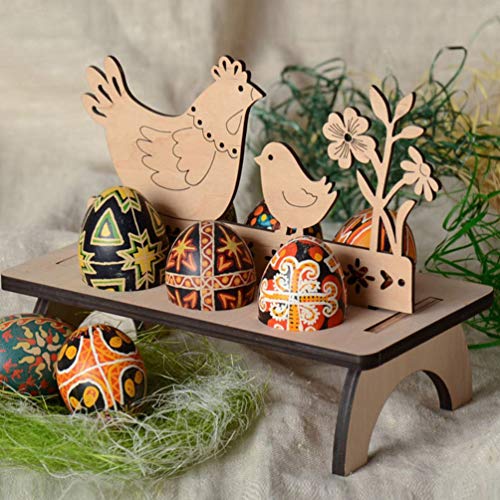 NUOBESTY 3 stks Pasen Ei Houder Houten Pasen Ei Plank Konijn Kip Vorm Pasen Eieren Display Stand Desktop Ornament Pasen… - Image 5