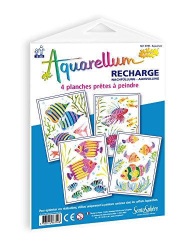 SentoSphère - RECHARGE AQUARELLUM JUNIOR - AQUARIUM - Recharge Cartes Aquarellum - Kit peinture - Peinture Aquarellable Magique - A partir de 6 ans - fabriqué en France